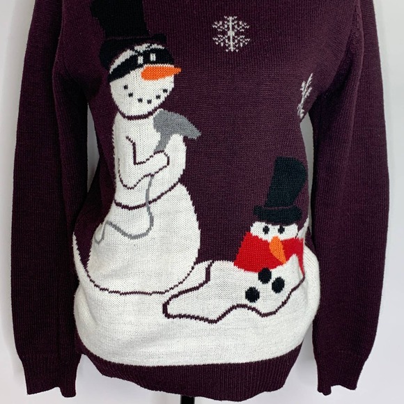 21 Men Purple Snowman Christmas Holiday Long Sleeve Crew Neck Sweater Size S - Picture 3 of 9